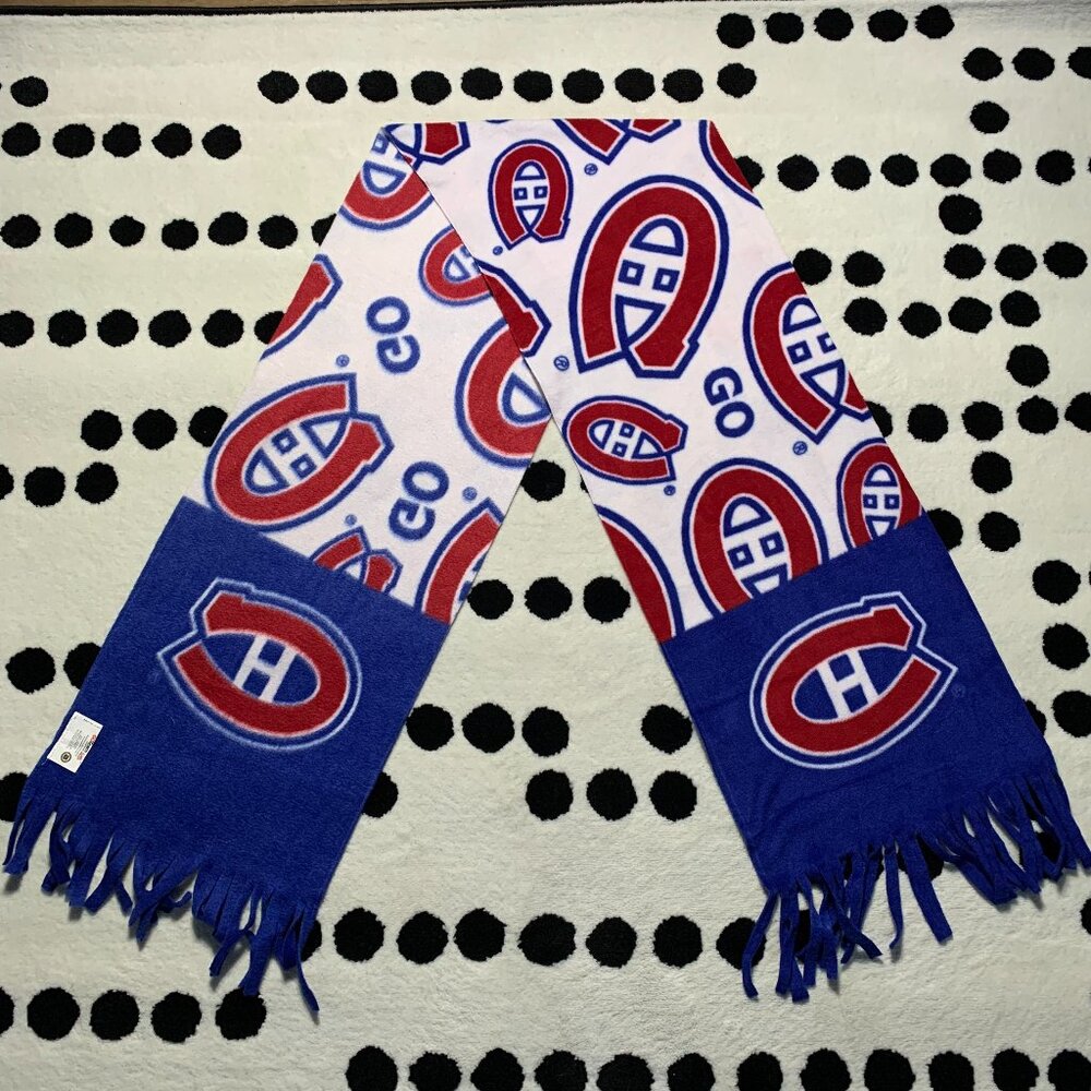 Montreal Canadiens NHL Hockey Fan Winter Fleece Scarf Banner All Over Logo